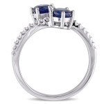 Sapphire & Diamond Bypass Ring - Yaffie White Gold Treasure