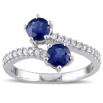 Sapphire & Diamond Bypass Ring - Yaffie White Gold Treasure