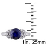 Vintage Floral Engagement Ring with 1/6ct TDW Diamond and Stunning White Gold Sapphire by Yaffie