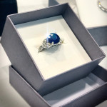 Vintage Floral Engagement Ring with White Gold, Sapphire, and Diamond Accents by Yaffie