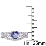 Sparkling White Gold Bridal Set with Tanzanite and Diamond Accents