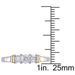 Engage with Elegance - 3-Stone White Gold Diamond Ring with Round and Tapered Baguettes