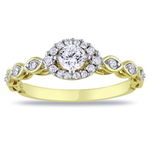 Sparkling Yaffie Gold Solitaire: 1/2ct TDW Diamond Ring for Engagement