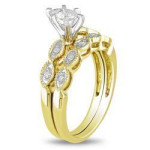Sparkling Yaffie Gold Diamond Bridal Ring Set with 1/3ct TDW