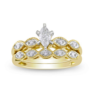 Golden Yaffie Bridal Ring Set with 1/3ct TDW Diamonds
