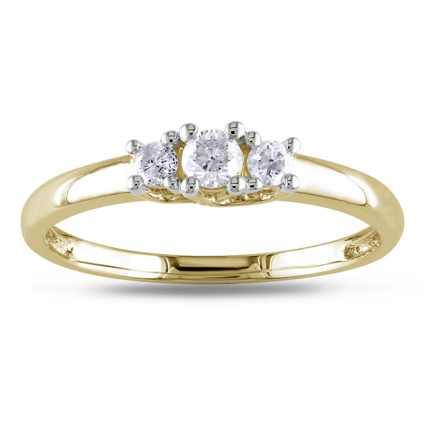Sparkling Yaffie Gold 3-stone Engagement Ring with 1/4ct TDW Diamonds