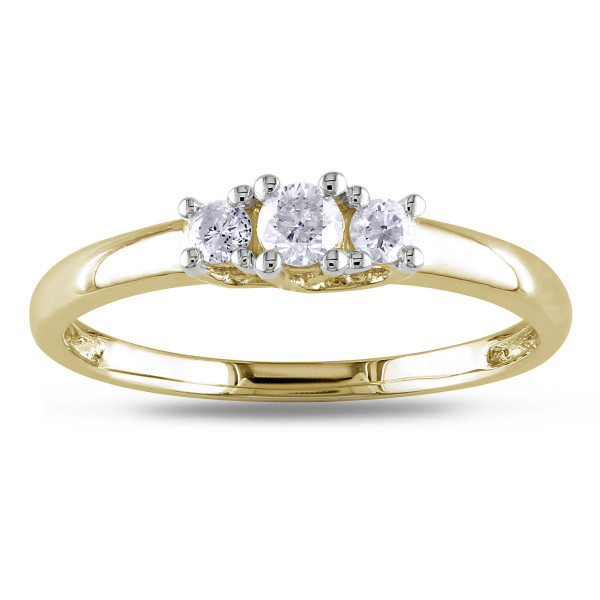 Sparkling Yaffie Gold 3-Stone Diamond Engagement Ring - 1/4ct TDW