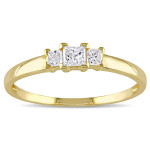 Princess Cut Gold Diamond Ring with Three Traditional Stones - Yaffie Gold