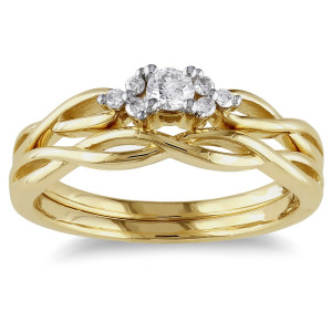 Yaffie Gold Diamond Bridal Set with 1/6ct Total Diamond Weight for Engagement