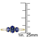 Golden Charm: Three-Stone Ring with Sapphire and Diamonds
