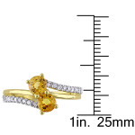Golden Sapphire Diamond Bypass Ring by Yaffie - 1/5ct Total Diamond Weight