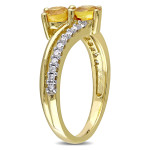 Golden Sapphire Diamond Bypass Ring by Yaffie - 1/5ct Total Diamond Weight