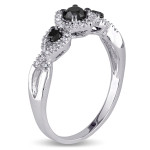 B&W Diamond 3 Stone Ring - Yaffie ™ Creation