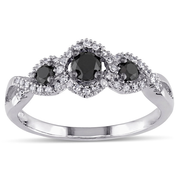 B&W Diamond 3 Stone Ring - Yaffie ™ Creation