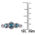 Sparkling Blue & White Diamond 3-Stone Ring, Yaffie Collection