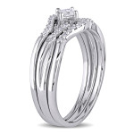 Yaffie Bridal Set: White Gold with Princess and Round-Cut Diamonds in Crossover Design - 1/4ct Total Weight