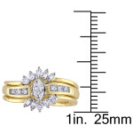 Flower Bridal Ring Set with 2/5ct TDW Diamonds in Yaffie Yellow and White Gold 2-tone