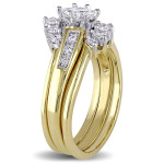 Flower Bridal Ring Set with 2/5ct TDW Diamonds in Yaffie Yellow and White Gold 2-tone