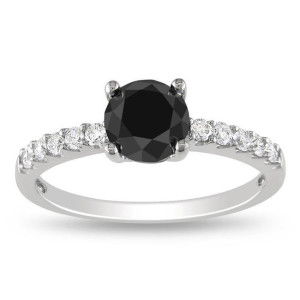 Yaffie’s ™ Bespoke Black and White Diamond Solitaire Engagement Ring with 1.25ct TDW