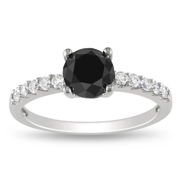 Yaffie’s ™ Bespoke Black and White Diamond Solitaire Engagement Ring with 1.25ct TDW