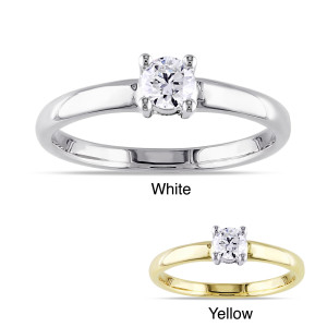 Gold Yaffie Engagement Ring with Shimmering 1/4ct Diamond Solitaire