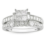 Golden Yaffie Princess-cut Bridal Set with 1ct TDW Diamond