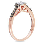 Engage in Style with Yaffie Rose Gold Brown and White Diamond Ring, 1/2ct TDW.