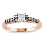 Engage in Style with Yaffie Rose Gold Brown and White Diamond Ring, 1/2ct TDW.