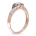 Rose Gold Diamond Ring with a Unique Mix of Brown and White Diamonds - 1/2ct Total Weight