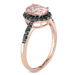 Sparkling Custom Rose Gold Ring with Black Diamond and Morganite – Crafted Exclusively by Yaffie™