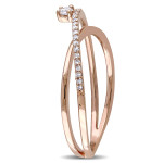 Rose Gold Diamond Promise Ring with Criss-Cross Design - 1/6ct TDW