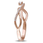 Rose Gold Twist Promise Ring with 1/6ct of Sparkling Diamonds by Yaffie