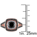 Custom Yaffie™ Double Halo Ring with 2ct TDW Black and White Diamonds in Rose Gold