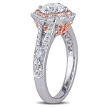 Yaffie Diamond Engagement Ring in Two Tones of Gold with a Stunning 1 1/2ct Total Diamond Weight