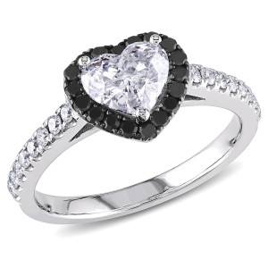 Yaffie ™ Personalised Heart Ring with 1 1/3ct TDW Black and White Diamonds in White Gold