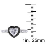 Yaffie ™ Personalised Heart Ring with 1 1/3ct TDW Black and White Diamonds in White Gold