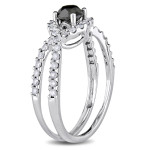 Yaffie™ Custom Design: White Gold Black and White Diamond Ring with 1 1/5ct TDW