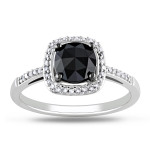 Yaffie™ Exquisite Black Diamond Ring in 1 1/8ct TDW, Crafted in White Gold