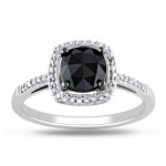 Yaffie™ Crafts Unique Black Diamond Ring in White Gold - 1 1/8ct TDW