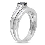 Yaffie ™ Bespoke Black and White Diamond Bridal Ring Set - 1/2ct TDW in White Gold