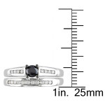Yaffie ™ Signature Black and White 1/2ct TDW Bridal Ring Set in White Gold - Handcrafted to Perfection