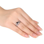 Yaffie ™ Signature Black and White 1/2ct TDW Bridal Ring Set in White Gold - Handcrafted to Perfection
