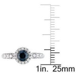 Blue and White Diamond Halo Ring in Yaffie White Gold with 1/2ct TDW