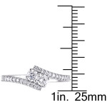 Yaffie 2-Stone Diamond Engagement Ring in White Gold, 1/2ct TDW, with a Bypass Design.