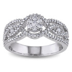 Diamond Composite Round Halo Ring with Yaffie White Gold - 1/2ct Total Diamond Weight