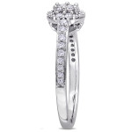 Sparkling Yaffie White Gold Engagement Ring with a Diamond Floral Halo