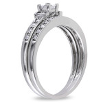 The Exquisite Yaffie Bridal Ring Set with Princess Cut 1/2ct Diamonds in White Gold.