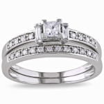 Princess Cut Diamond Bridal Ring Set - Yaffie White Gold (1/2ct TDW)
