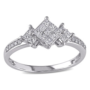Yaffie Princess Cut Diamond Ring in White Gold with 0.5 Carat Total Diamond Weight.