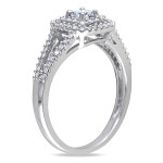 Halo Engagement Ring with Princess-cut & Round Diamonds in White Gold, 1/2ct TDW Split Shank by Yaffie.